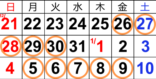 冬期講習会中3日程